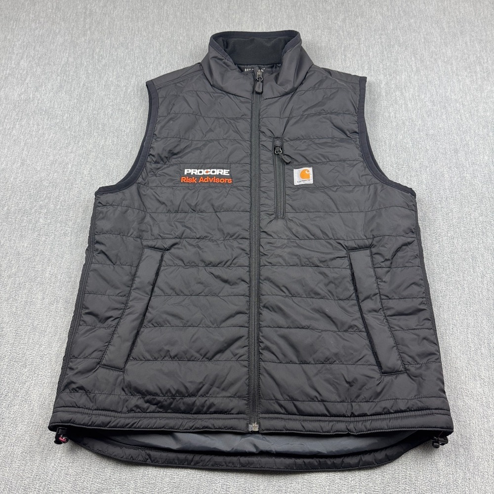 Carhartt Vest Men Medium Black Gilliam Lightweight Water Resistant Relaxed‎ Logo